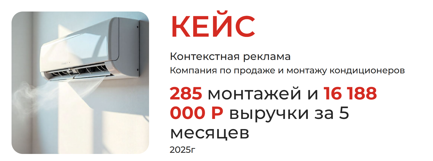 Кейс: 285 монтажей и 16 188 000 ₽ выручки за 5 месяцев